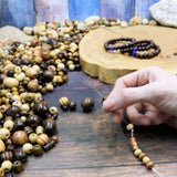 700 PCS Wooden Beads for Jewelry Making Adults, Assorted African Beads, Macrame Supplies Round Beads, Craft Wood Beads for Bracelets and Necklace Jewelry, 3 Free Stretch Beaded Bracelet Pack