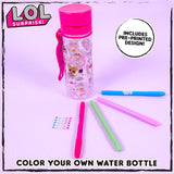L.O.L Surprise! Color Your Own Water Bottle by Horizon Group USA,DIY Bottle Coloring Craft Kit, BPA Free, Decorate Your Glitter Water Bottle with Colorful Markers & Gemstones, Multi Colored