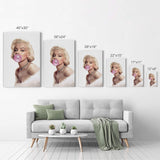 Marilyn Monroe Bubble Gum Chewing Gum Canvas Print Home Decor/Iconic Wall Art/Gallery Wrapped Canvas Art Stretched/Ready to Hang (12 x 8)