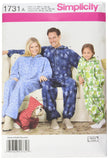 Simplicity 1731 Dogs, Child's, Teen's and Adults' Fleece Pajama Onesie Sewing Patterns, Youth Sizes XS-L and Adult Sizes XS-XL