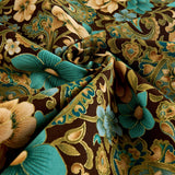 Fabric Traditions Marrakech Metallic Paisley Floral Brown Fabric By The Yard
