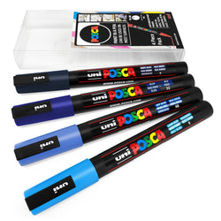 Uni POSCA - PC-3M Art Paint Markers - Set of 4 - In Plastic Wallet - Blue Tones