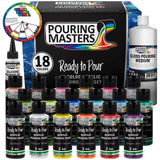 Pouring Masters 18 Color Ready to Pour Acrylic Pouring Paint Set - Premium Pre-Mixed High Flow 2-Ounce Bottles - for Canvas, Wood, Paper, Crafts, Tile, Rocks and More