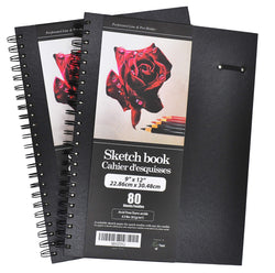 LYTek Hardcover Sketch Books, 2 Pack 9"x12"Premium Sketchbook with Spiral Wire and Pencil Loop, Total 160 sheets of Sketch and Drawing Pads, Acid Free Paper Pad