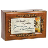 Cottage Garden You are My Sunshine Rich Walnut Finish Jewelry Music Box - Plays Song You are My Sunshine