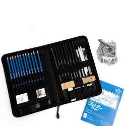 Professional Drawing Kit by Decor Frontier - Complete Sketching Pencil Set Includes Graphite Pencils, Free Sketchpad, and All Essential Drawing Supplies And Drawing Pencils For Artists | 40 Piece Kit