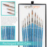 Craftamo Fine Detail Paint Brush Set for Models, Miniatures, Lettering and Face Painting - 11 Small Fine Liner Brushes for Nail Art, Acrylic and Watercolor Artists - with Gift Box