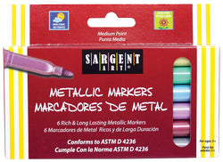 Sargent Art 22-1506 Liquid Metals Medium-Point Metallic Markers, 6 Count