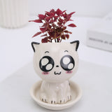 Artsy Mini Cat Shaped Cartoon Ceramic Flowerpot