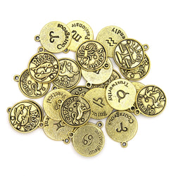 Cousin DIY Zodiac Charm Set for Jewelry Making, Gold, 24 Count