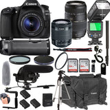 Canon EOS 80D with 18-55mm is STM + Tamron 70-300mm + 128GB Memory + Canon Deluxe Camera Bag + Pro Battery Bundle + Power Grip + Microphone + TTL Speed Light + Pro Filters,(24pc Bundle)