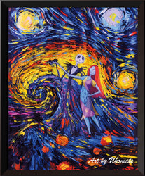 Uhomate Jack Sally Jack and Sally Nightmare Before Christmas Vincent Van Gogh Starry Night Posters Home Canvas Wall Art Anniversary Gifts Baby Gift Nursery Decor Living Room Wall Decor A005 (13X19)