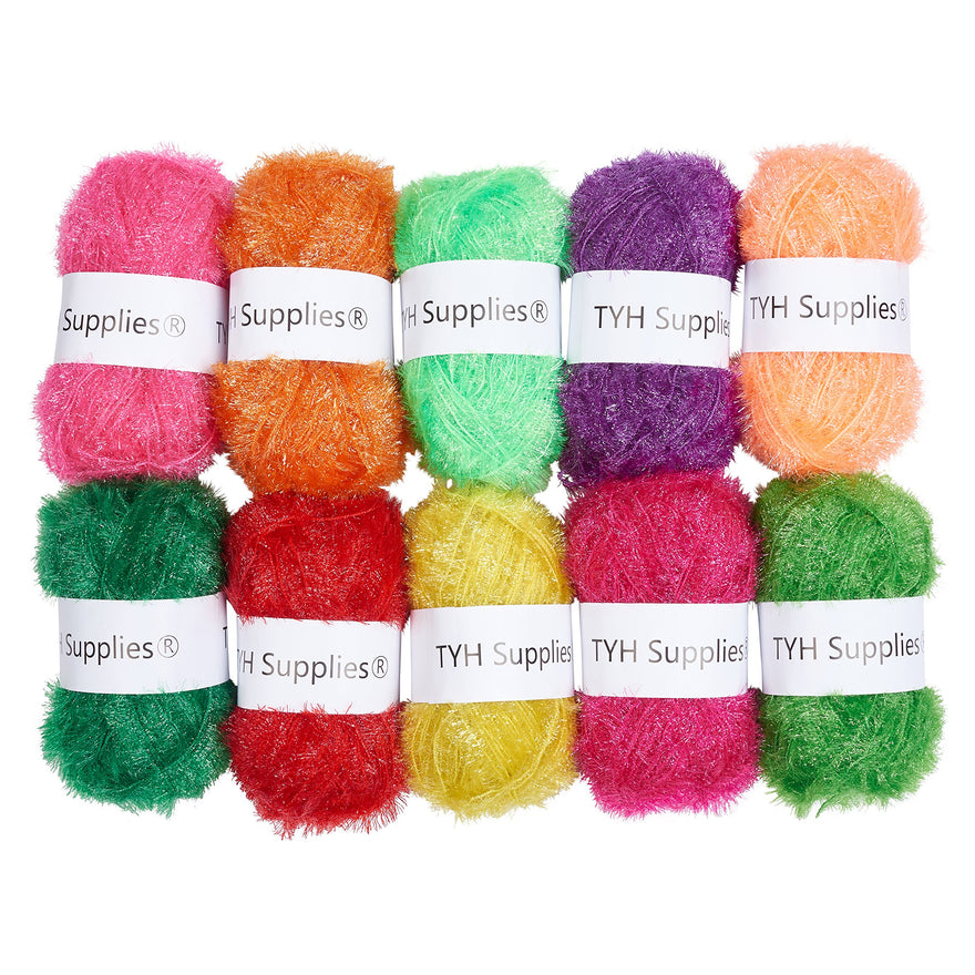 TYH Supplies 10 Skeins Scrubbing Dish Scrubber Yarn Assorted Colors for Crochet & Knitting Multi Pack Variety Colored Assortment 66 Yards Each Skein