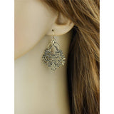 Silver Dangle Earrings Women's Alloy Embossed Chic Pierced Earrings