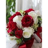 Red Wedding Bouquet Flower 2 Colors Silk Ribbons Bridal Flowers Bouquets